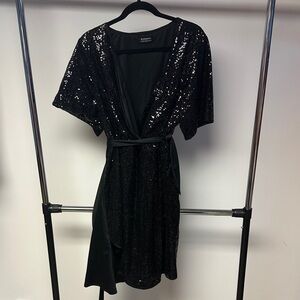 BloomChic Elegant Black Wrap Dress